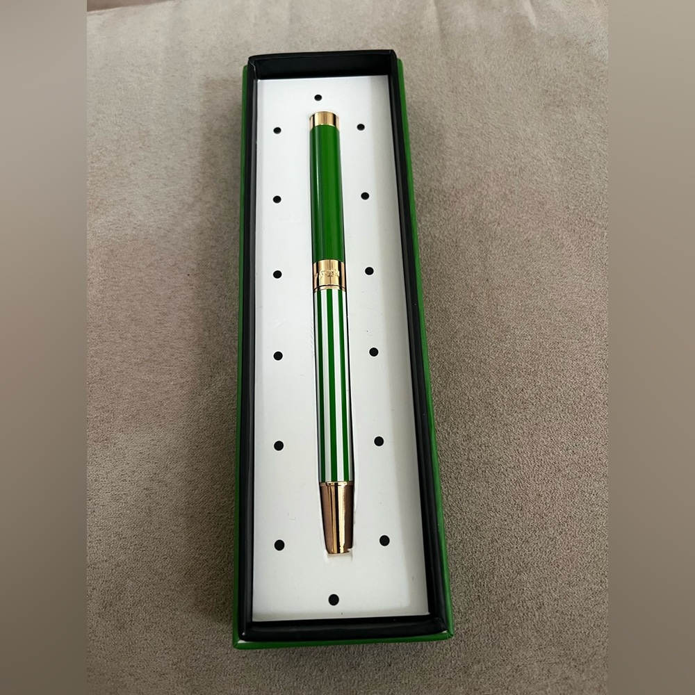 Kate Spade Grren Striped Ball Point Pen New